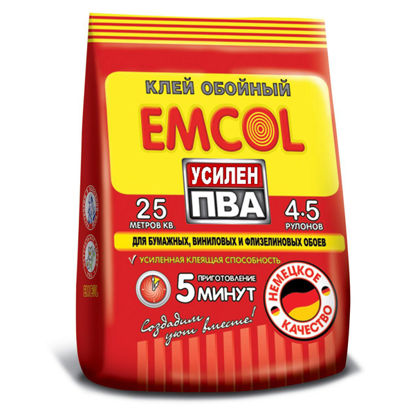 Клей обойный для всех типов обоев Emcol СИЛА ПВА